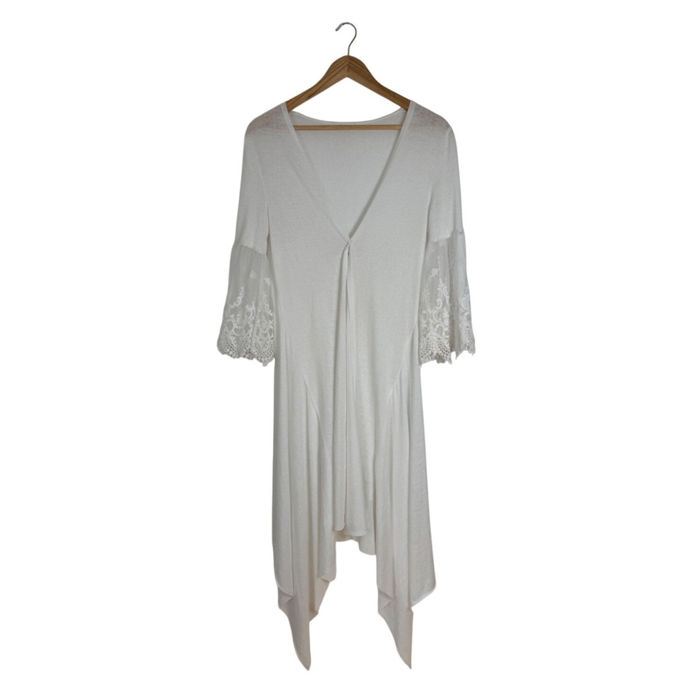Boho‎ Jax & Henley Womens Small Tunic White Lace Bell Sleeve Handkerchief Hem
